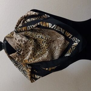 Large "INTO AFRICA"  Vintage Scarf 34" x 34"